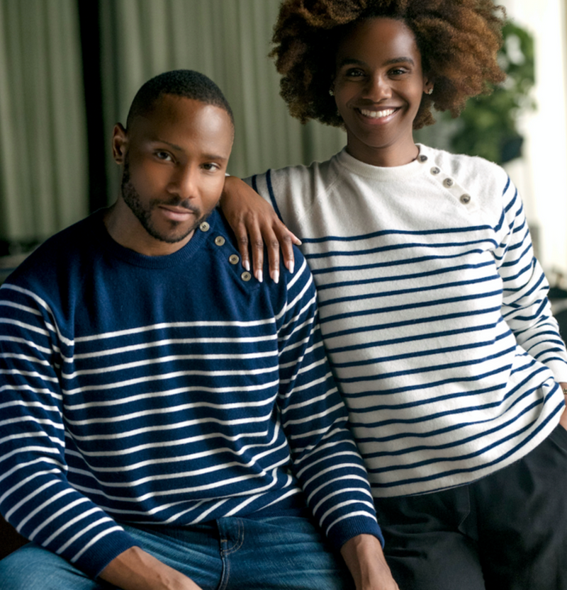 Striped Raglan Buttoned Pullover