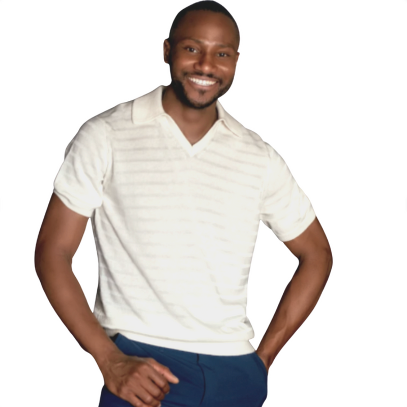 Short Sleeve Cashmere/Silk Stripe Pullover