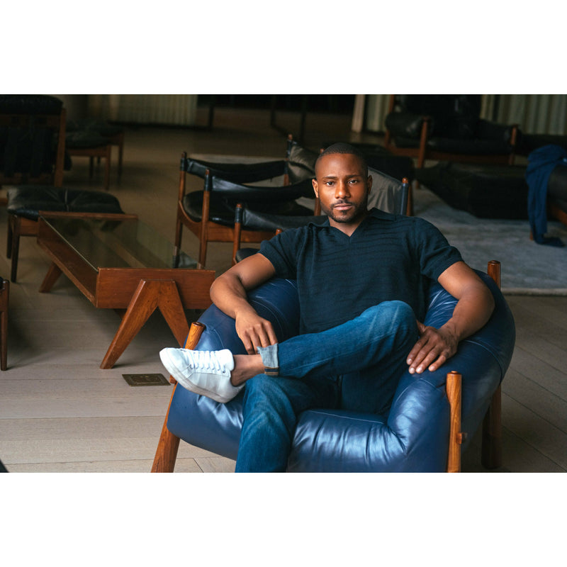 Short Sleeve Cashmere/Silk Stripe Pullover