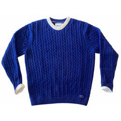 Cashmere Cable Knit Crew Neck (With Contrast Trims)
